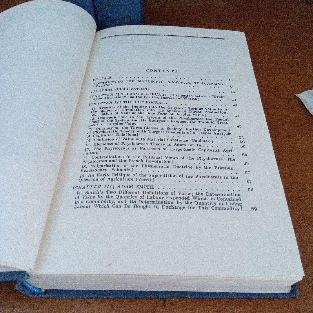 マルクス草稿〔資本論第４巻〕英語版『剰余価値理論史』〔３分冊揃〕ロンドン復刻版