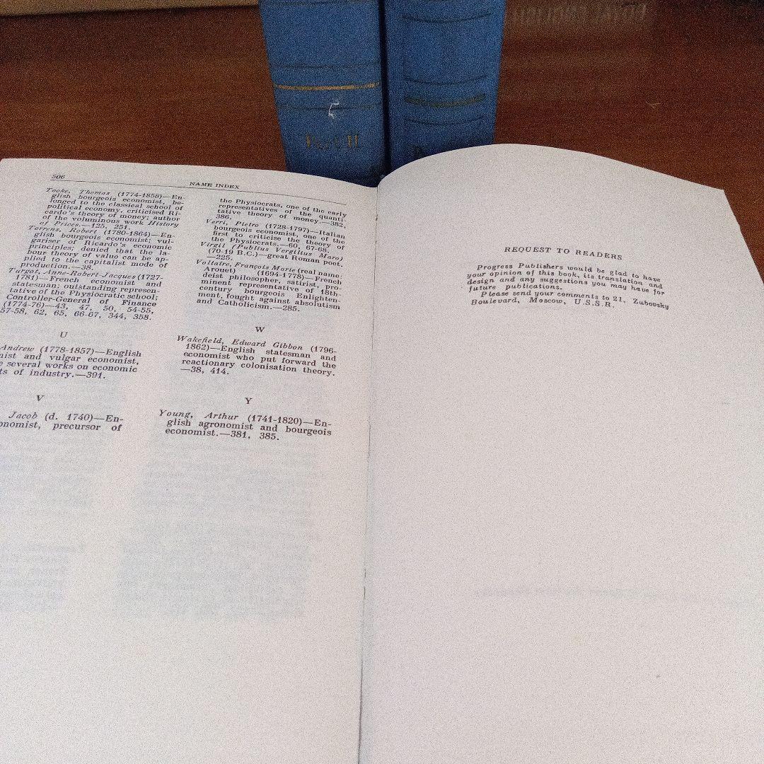 マルクス草稿〔資本論第４巻〕英語版『剰余価値理論史』〔３分冊揃〕ロンドン復刻版