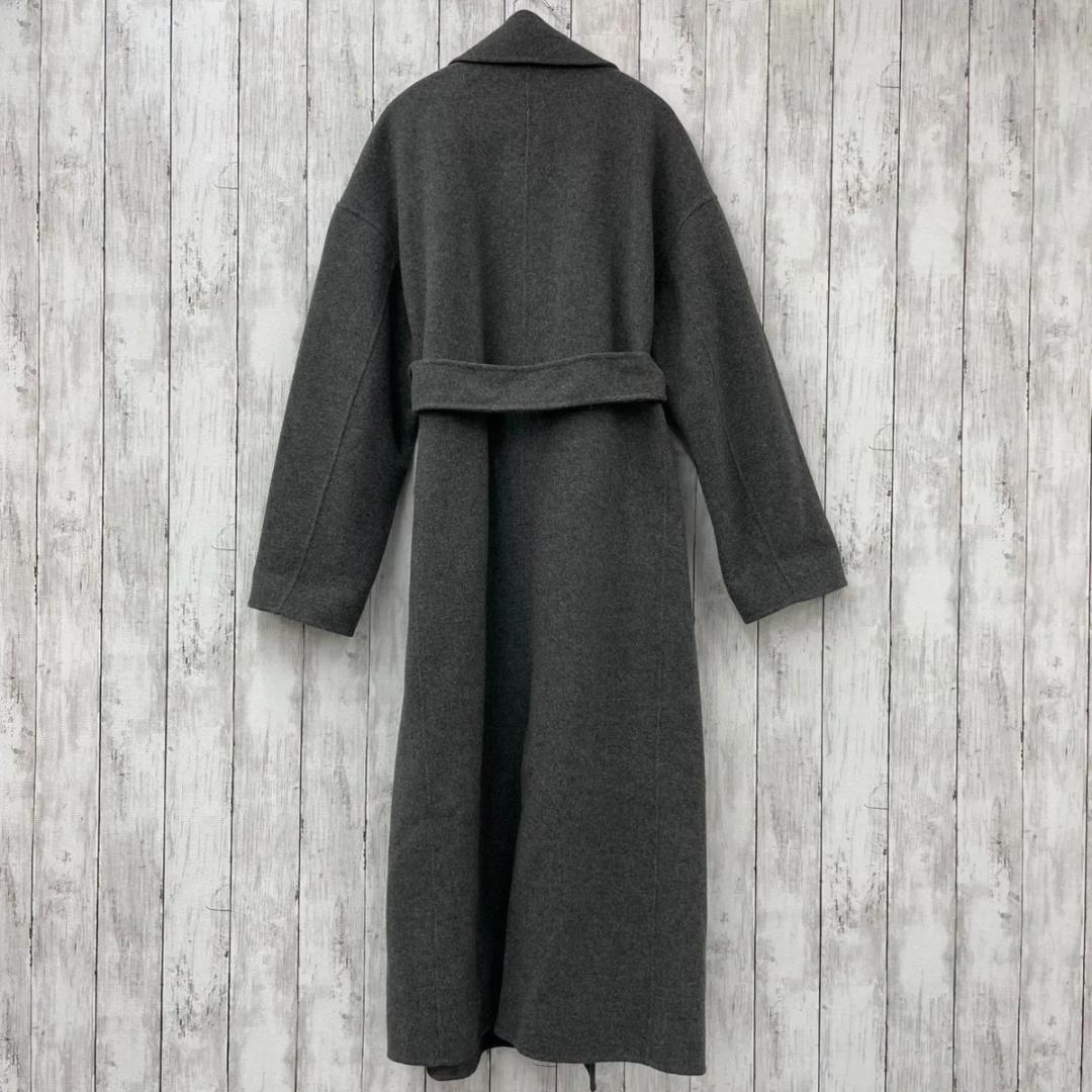 【 N.O.R.C 】ウール メルトン ロング リバー コート チャコール
