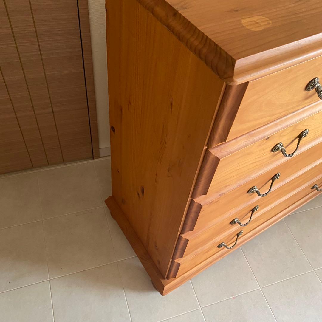 アンティーク　チェスト　カントリー　北欧　丸脚　フレンチカントリー　家具　棚