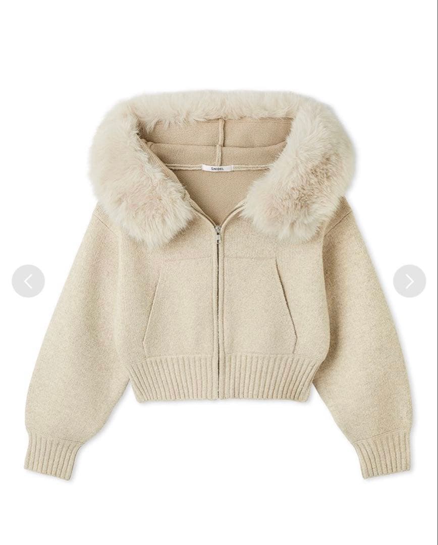 snidel ファーフードパーカー(ライトベージュ)