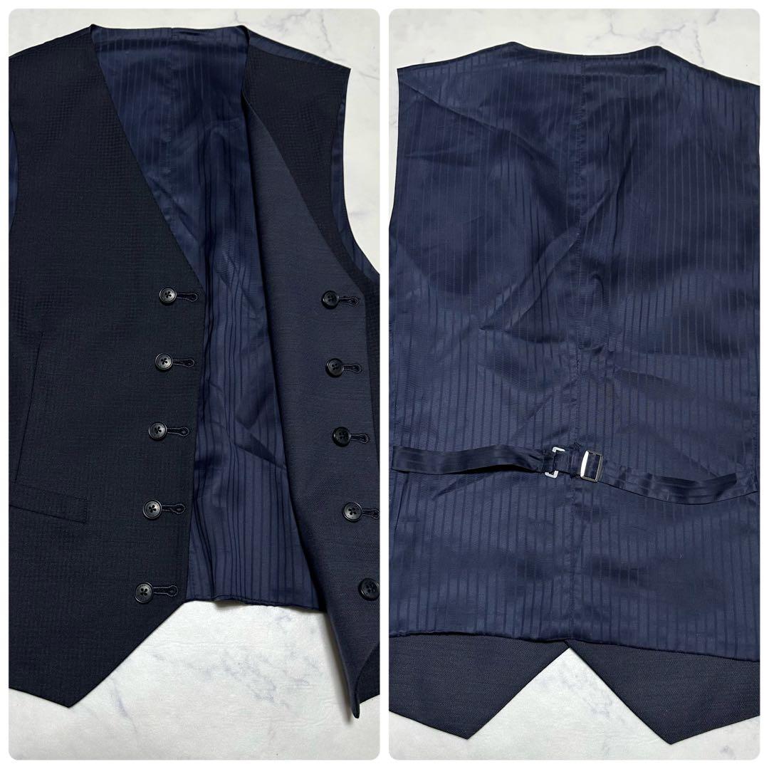 美品　MAJIマジ　3ピーススーツ　ダークネイビー　濃紺　千鳥柄　サイズA5