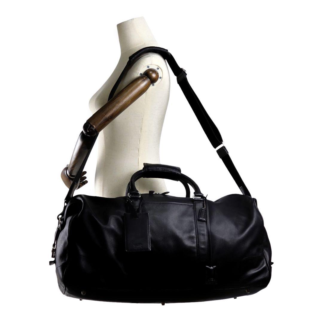 美品 コーチ COACH オールレザー ボストンバッグ トラベルバッグ ブラック