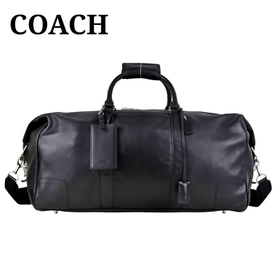 美品 コーチ COACH オールレザー ボストンバッグ トラベルバッグ ブラック