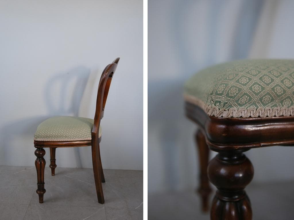 英国アンティーク木製バルーンバックダイニングチェア/サロンイス(90-121-4