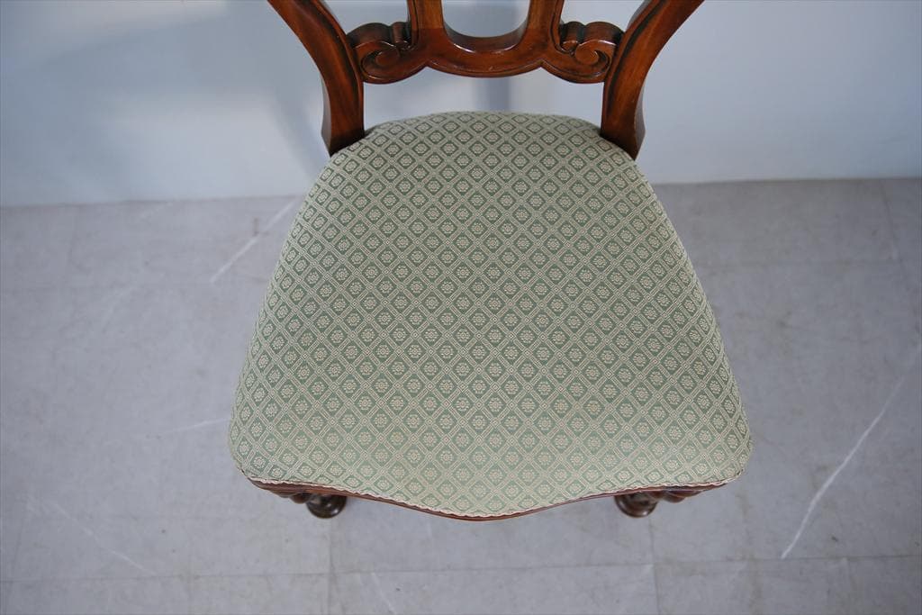 英国アンティーク木製バルーンバックダイニングチェア/サロンイス(90-121-4