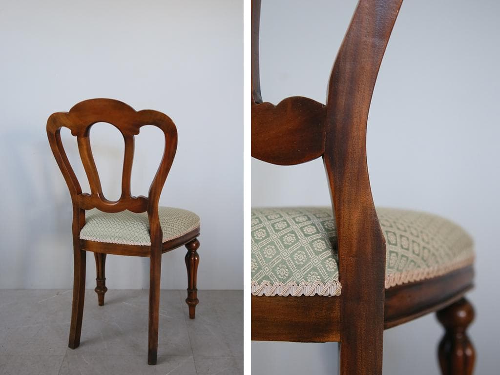 英国アンティーク木製バルーンバックダイニングチェア/サロンイス(90-121-4