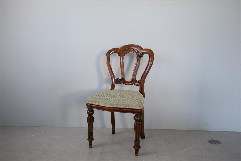 英国アンティーク木製バルーンバックダイニングチェア/サロンイス(90-121-4