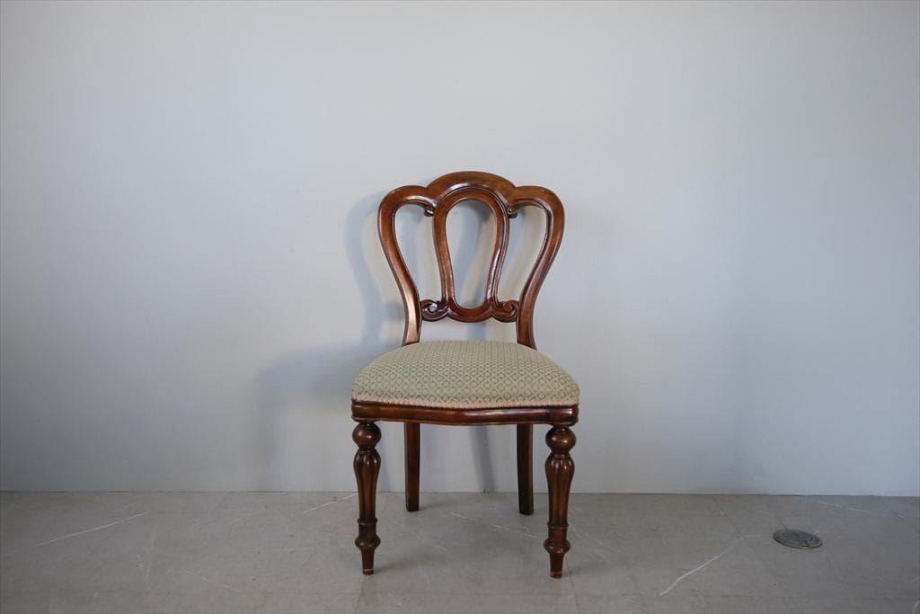 英国アンティーク木製バルーンバックダイニングチェア/サロンイス(90-121-4