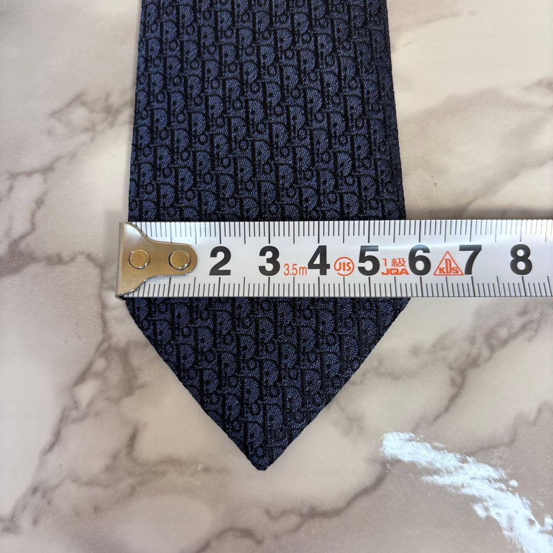 【極美品✨】DIOR ネクタイ　オブリーク柄　ネイビー　紺色　刺繍　細身