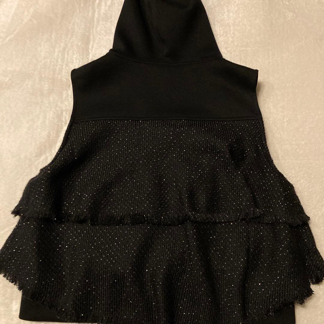 【現行品】美品 vin バックフリルツイードベスト ブラック YAMADAYA