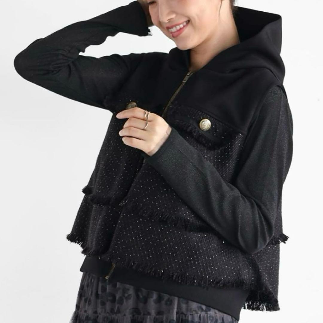 【現行品】美品 vin バックフリルツイードベスト ブラック YAMADAYA