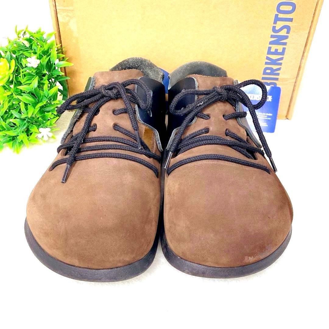 美品 ビルケンシュトック モンタナ 本革レースアップ 40 26cm 茶/黒 革