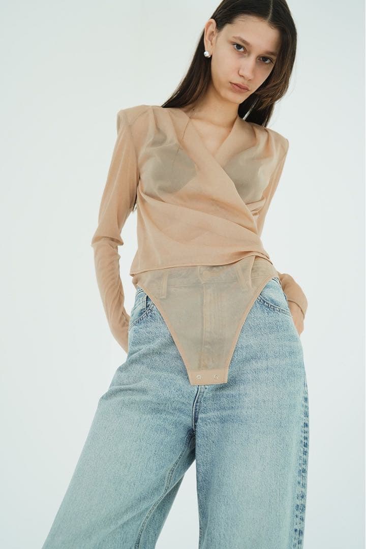 ワンピース CLANE SHEER DRAPE BODYSUITS