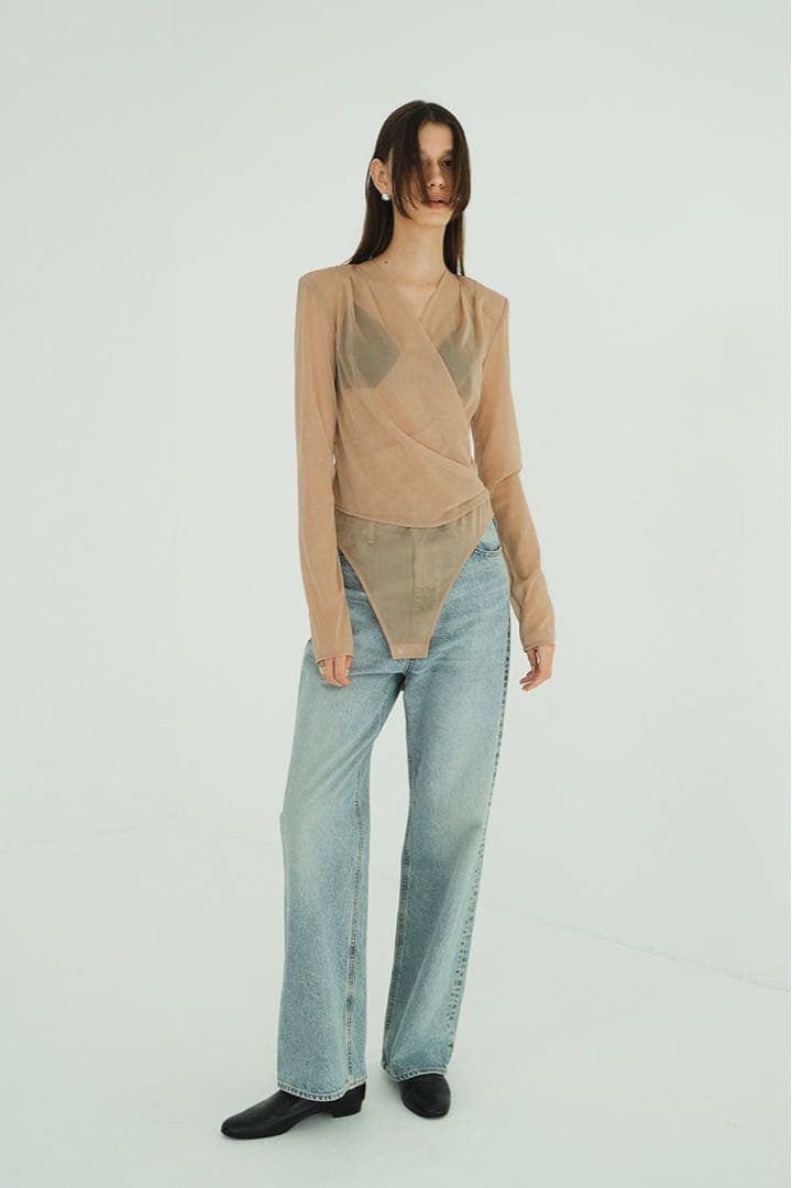 ワンピース CLANE SHEER DRAPE BODYSUITS