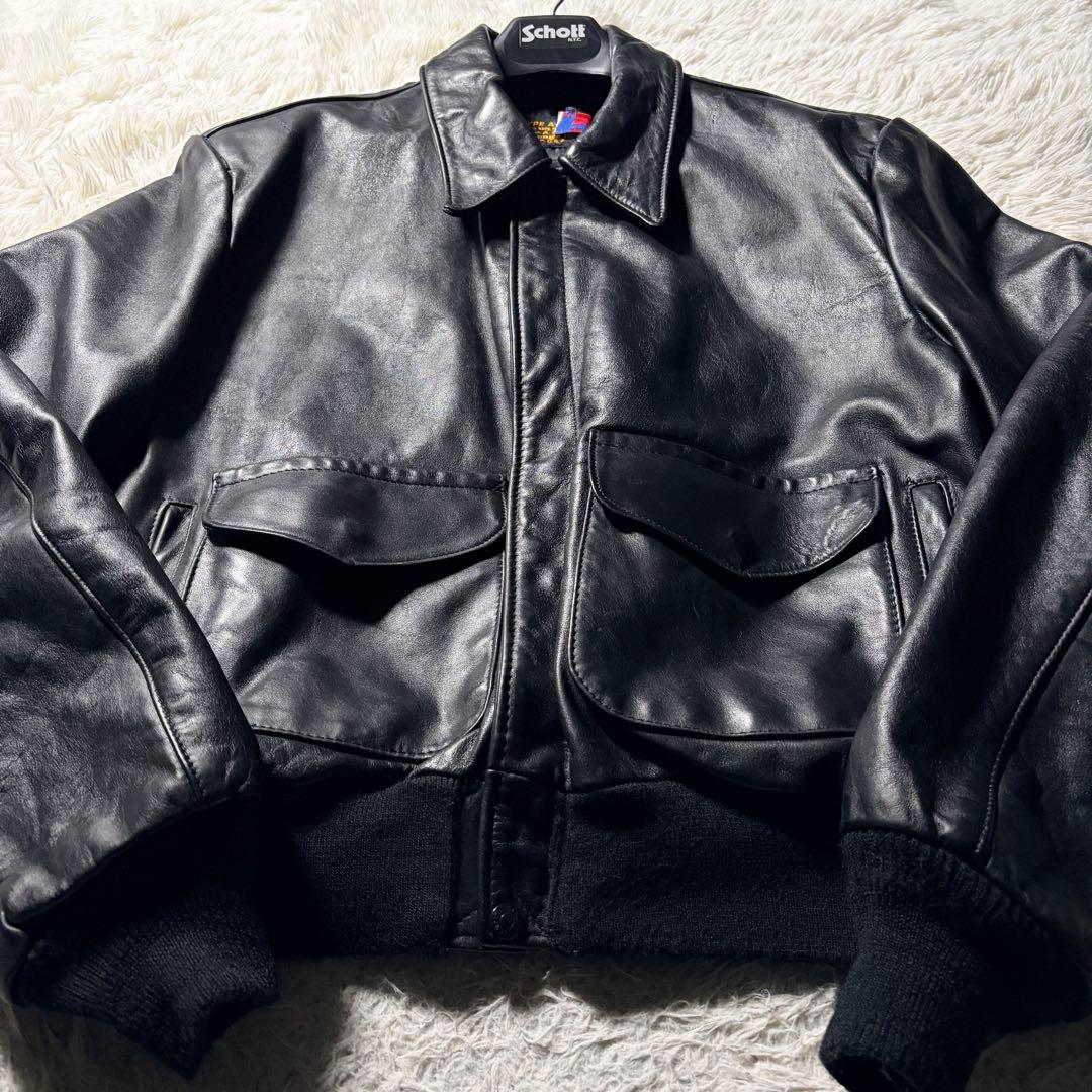【米国製】schott フライトジャケット　A-2 131 ブラック　本革　42