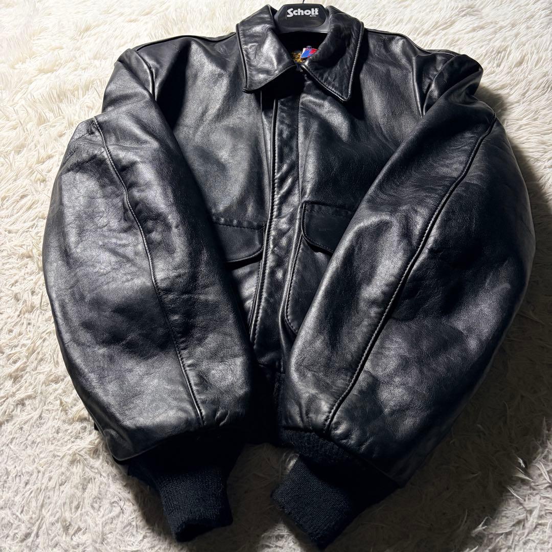 【米国製】schott フライトジャケット　A-2 131 ブラック　本革　42