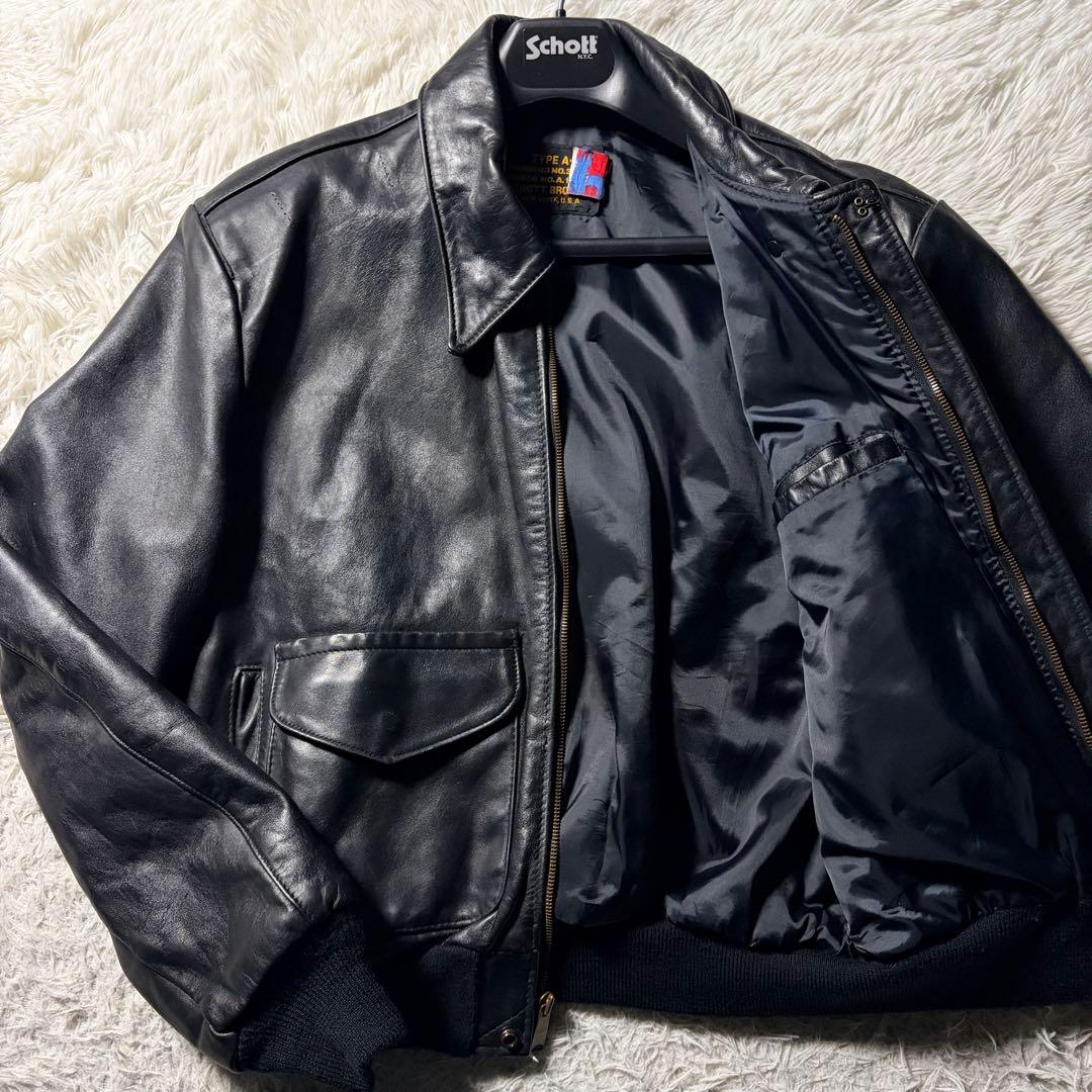 【米国製】schott フライトジャケット　A-2 131 ブラック　本革　42