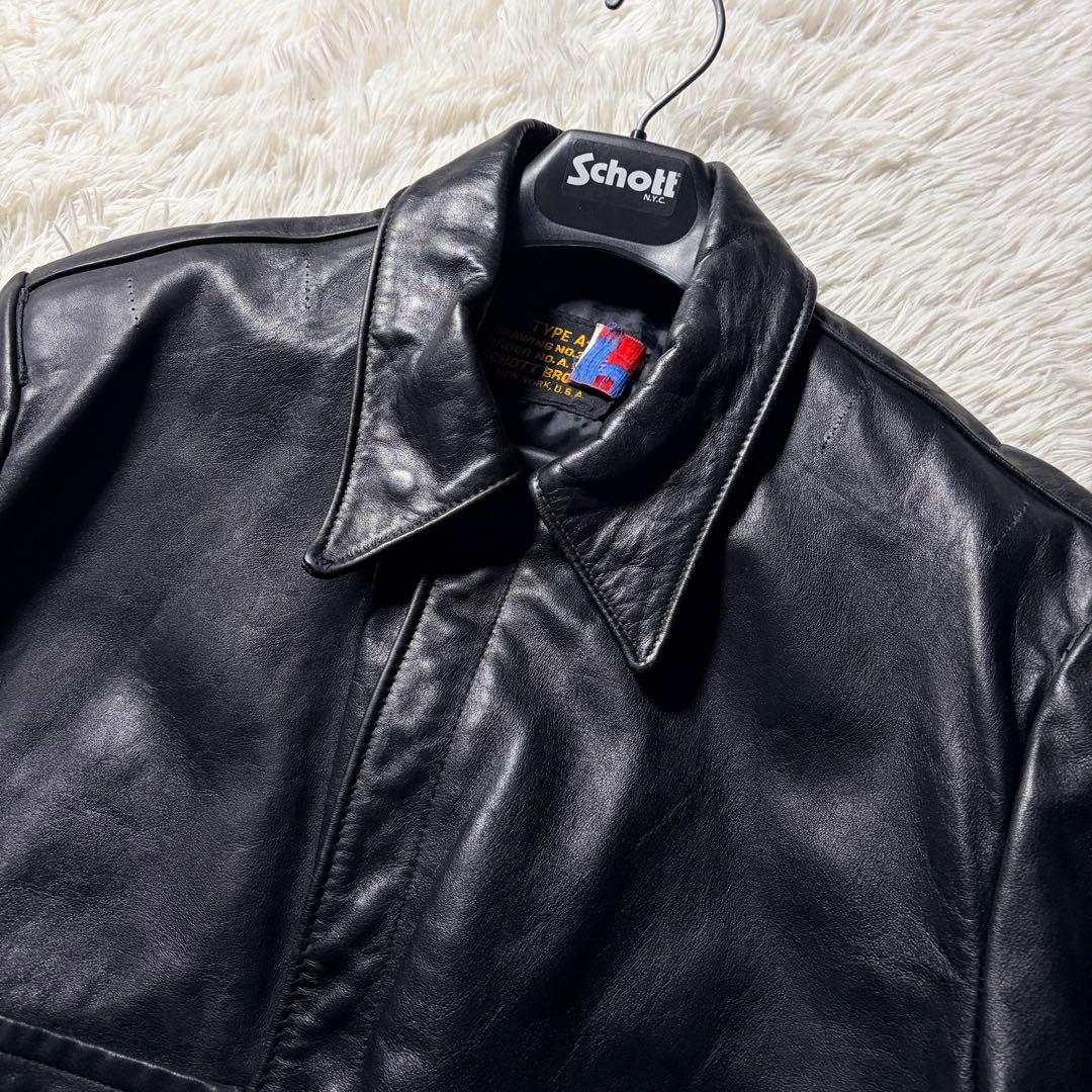 【米国製】schott フライトジャケット　A-2 131 ブラック　本革　42