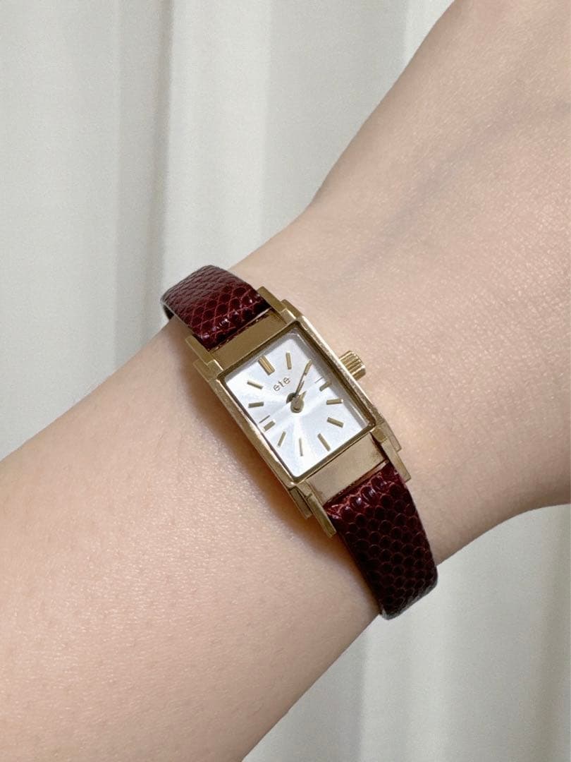 【値下げ】ete腕時計リザードベルト　ダイヤモンド入り