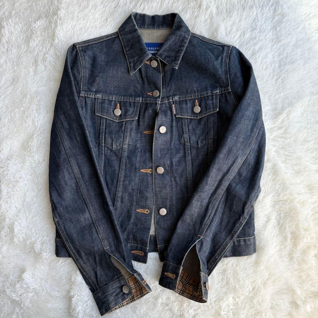 バーバリーブルーレーベル　デニムジャケット　ノバチェック　38 Mサイズ