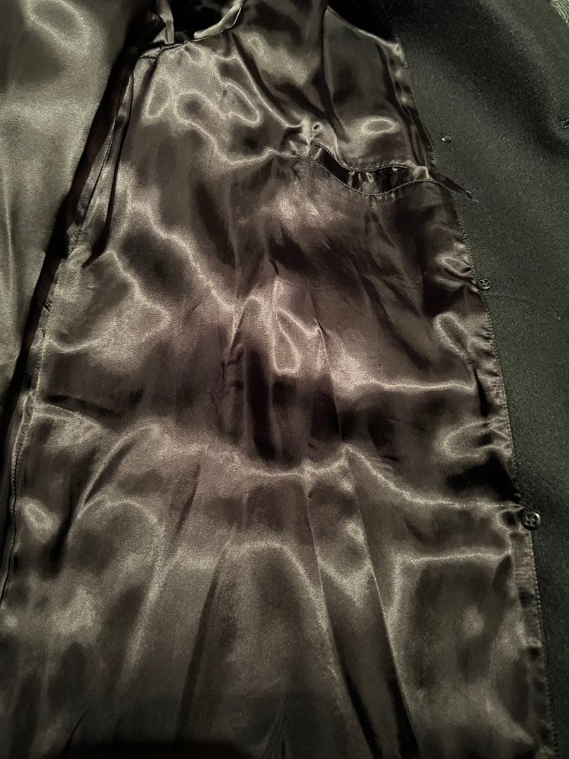 BLACK SIGN ダブルブレストショールカラーウールコート　ブラックサイン