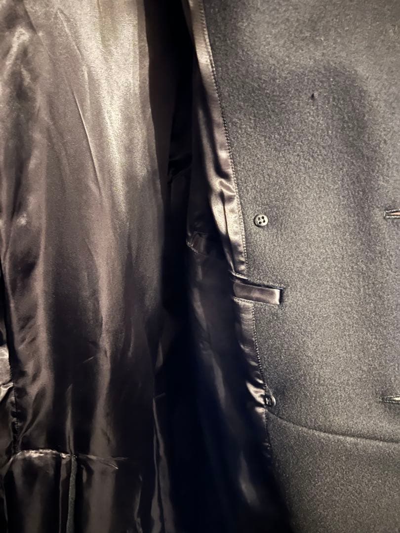 BLACK SIGN ダブルブレストショールカラーウールコート　ブラックサイン