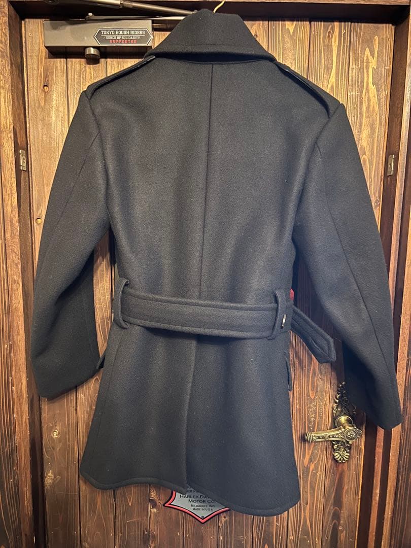 BLACK SIGN ダブルブレストショールカラーウールコート　ブラックサイン