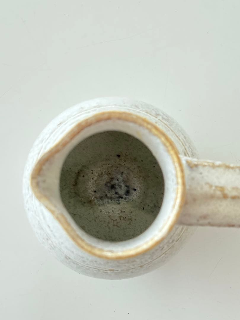 鈴木麻起子 花器 花瓶 ピッチャー型 ベース 白釉 作家もの