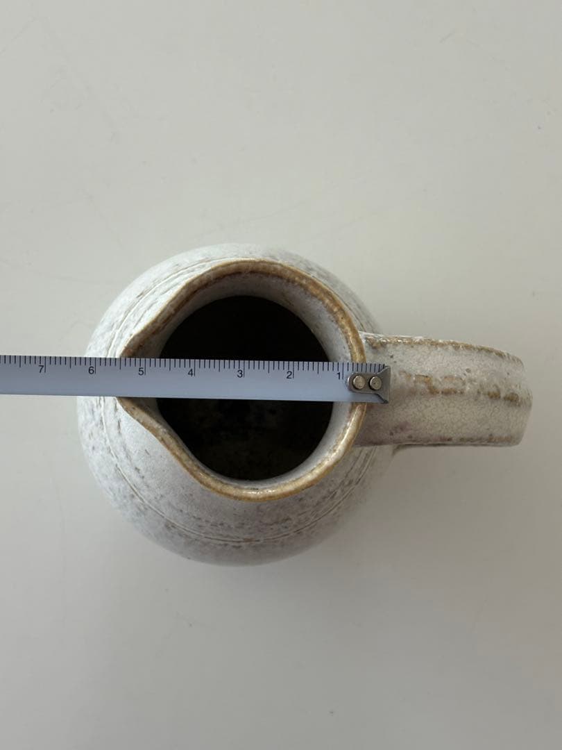 鈴木麻起子 花器 花瓶 ピッチャー型 ベース 白釉 作家もの