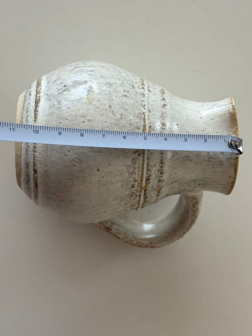 鈴木麻起子 花器 花瓶 ピッチャー型 ベース 白釉 作家もの