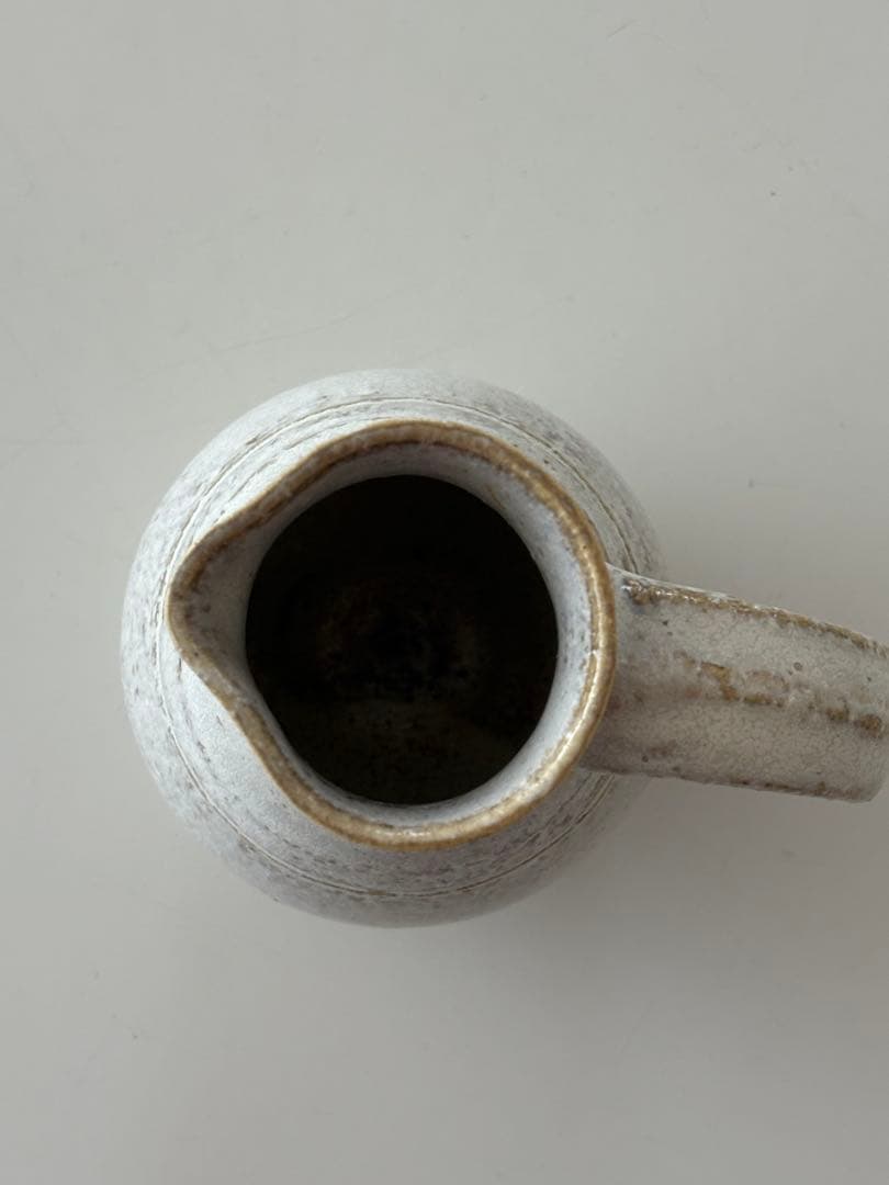 鈴木麻起子 花器 花瓶 ピッチャー型 ベース 白釉 作家もの