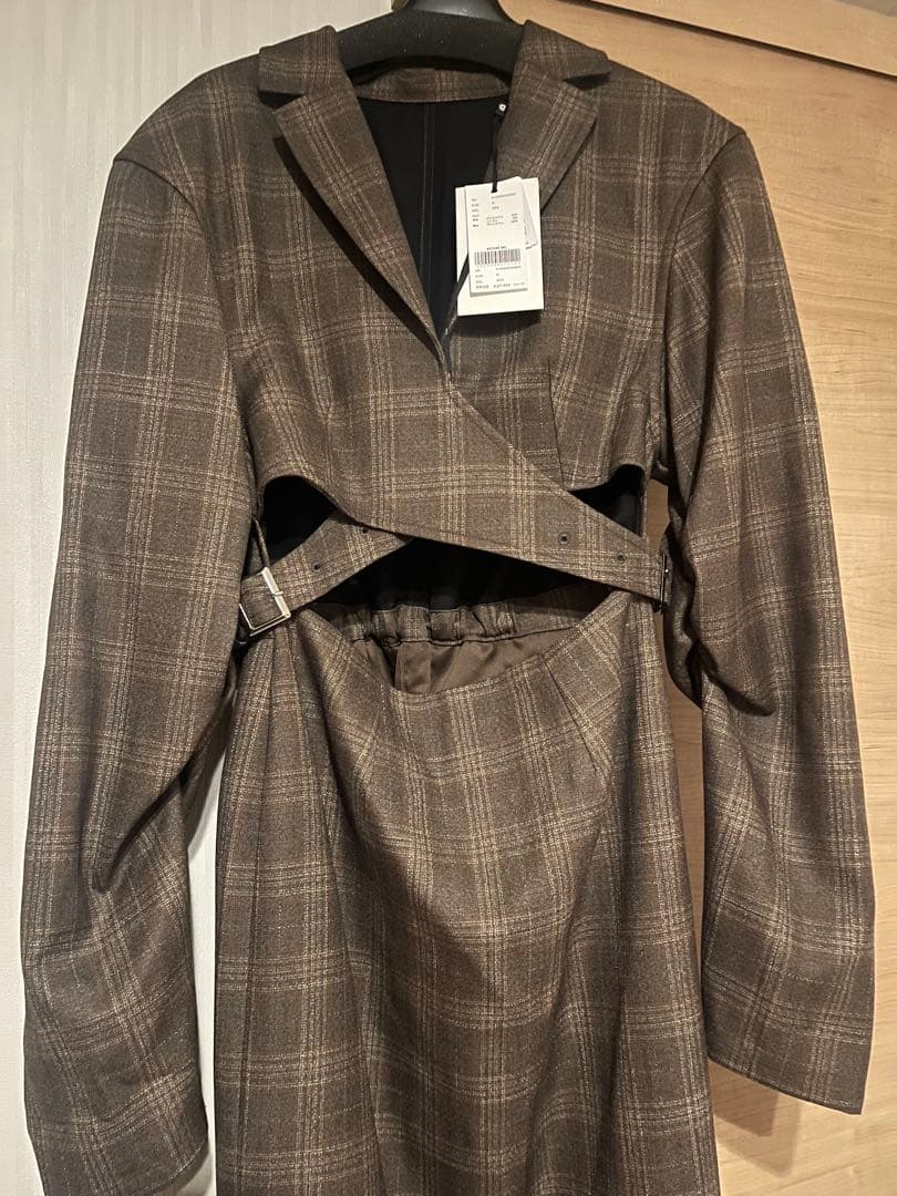 ワンピース WAIST CROSS CHECK DRESS