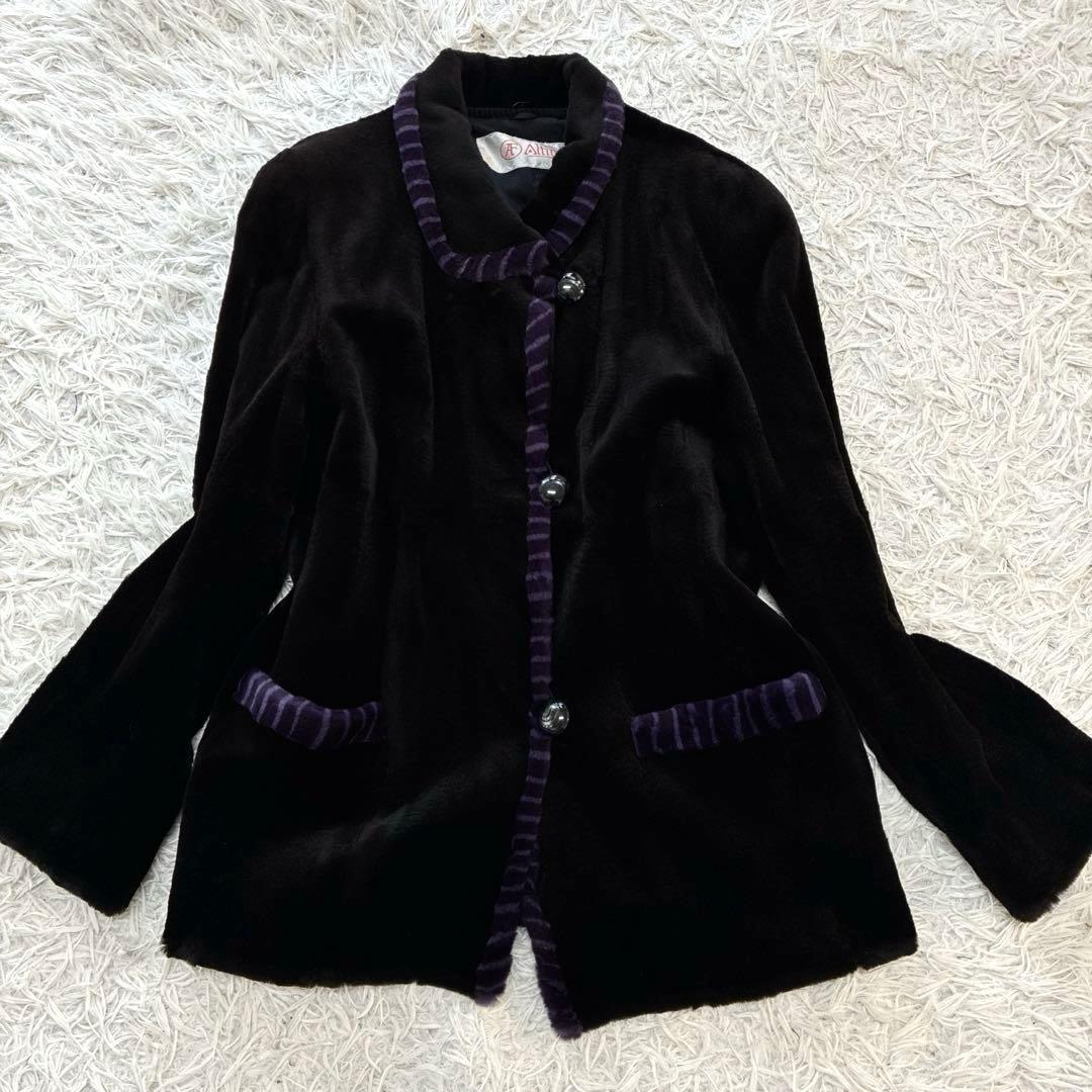 アルティマ シェアード ミンク ブラック系 本毛皮 コート 毛並み◎