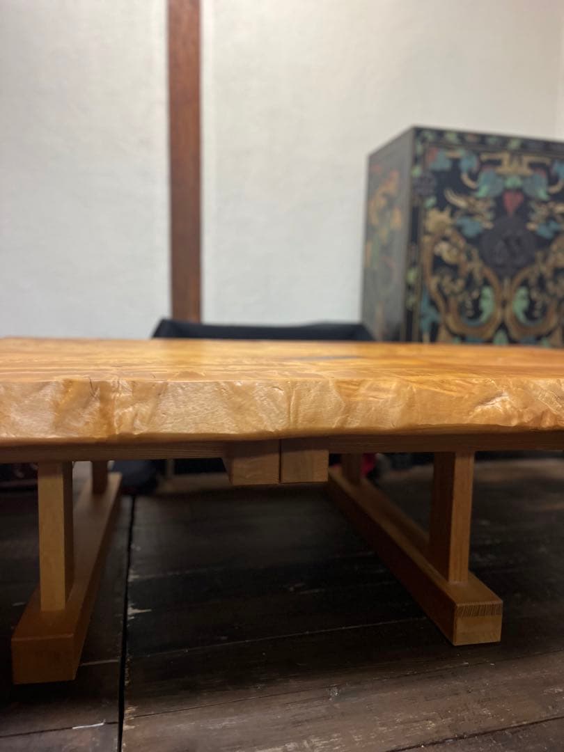 KM 天然木 白栃一枚板テーブル 高級家具