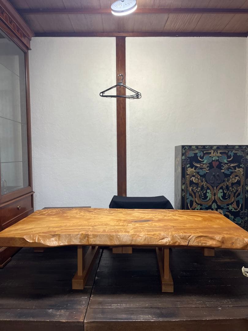 KM 天然木 白栃一枚板テーブル 高級家具