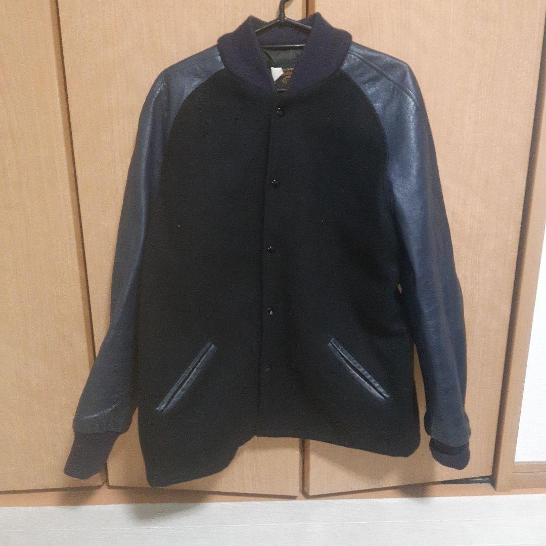 90s〜 SKOOKUM レザー メルトン スタジャン ネイビー×ブラック