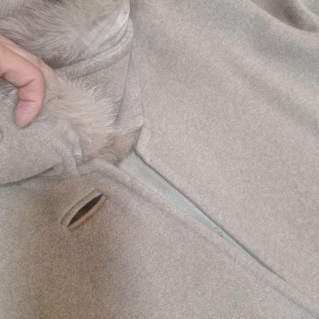 マックスマーラ グレーベージュ ファー襟 ロングコート