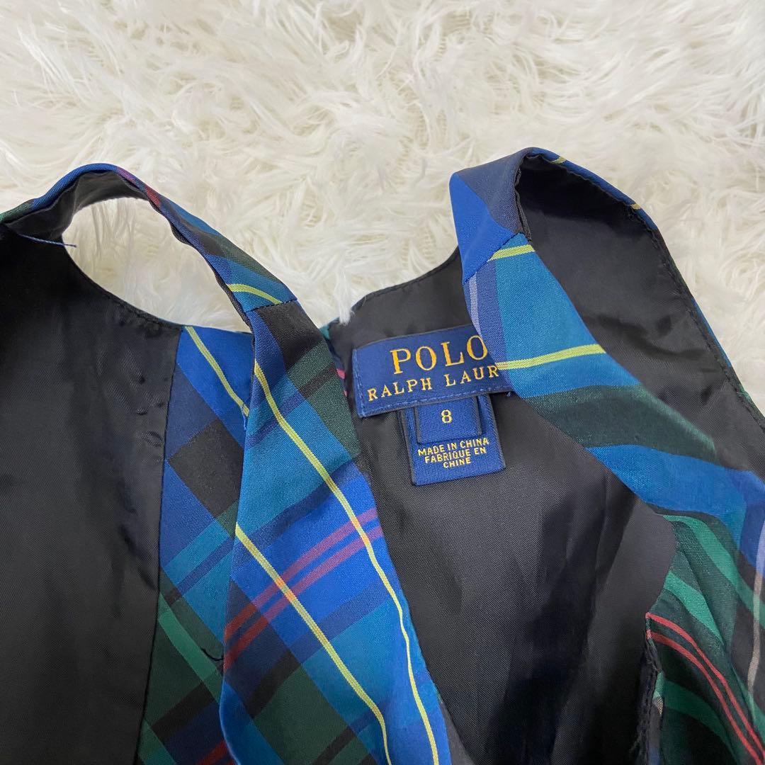 超美品　POLO RALPH 女の子フォマルドレスワンピース　チェック 8才