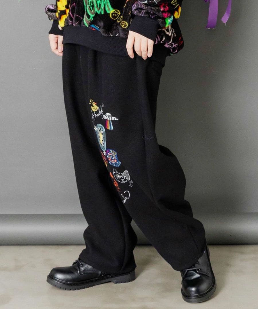 新品タグ付 スカラー　153765：POP刺繍起毛あったかパンツ