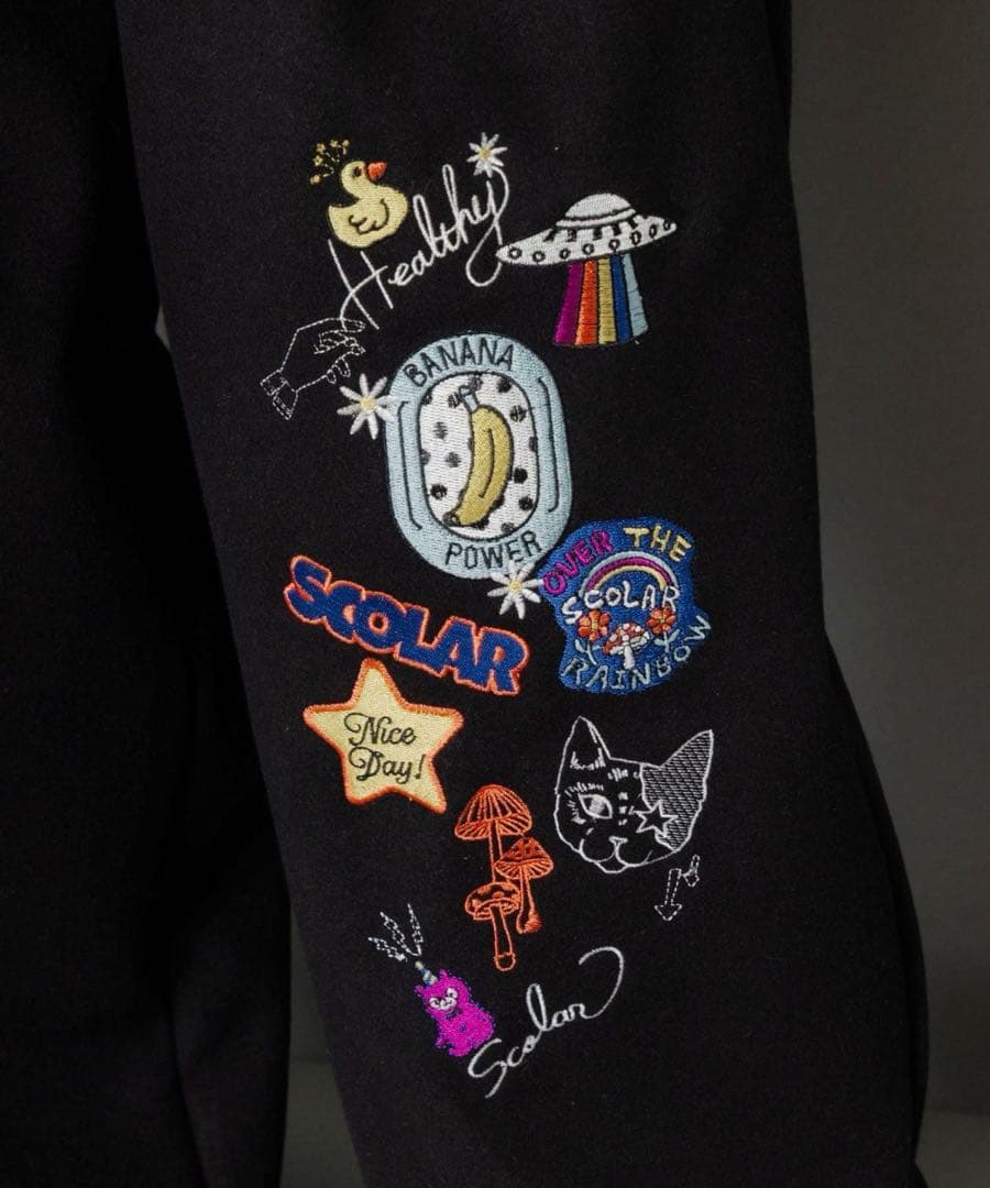 新品タグ付 スカラー　153765：POP刺繍起毛あったかパンツ