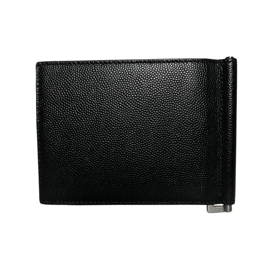 新品級✨サンローラン マネークリップ YSL キャビアスキン 札入れ ブラック