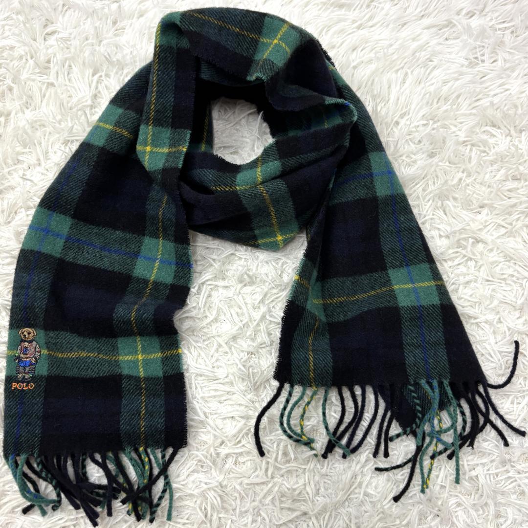 ポロラルフローレン　ベア刺繍　マフラーウール　イタリア製