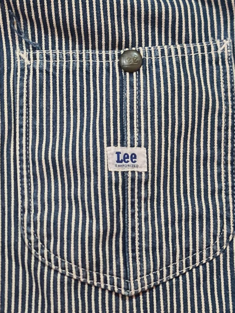 ★90s Leeヒッコリーストライプカバーオールジャケット0412美品