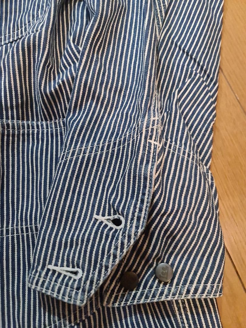 ★90s Leeヒッコリーストライプカバーオールジャケット0412美品