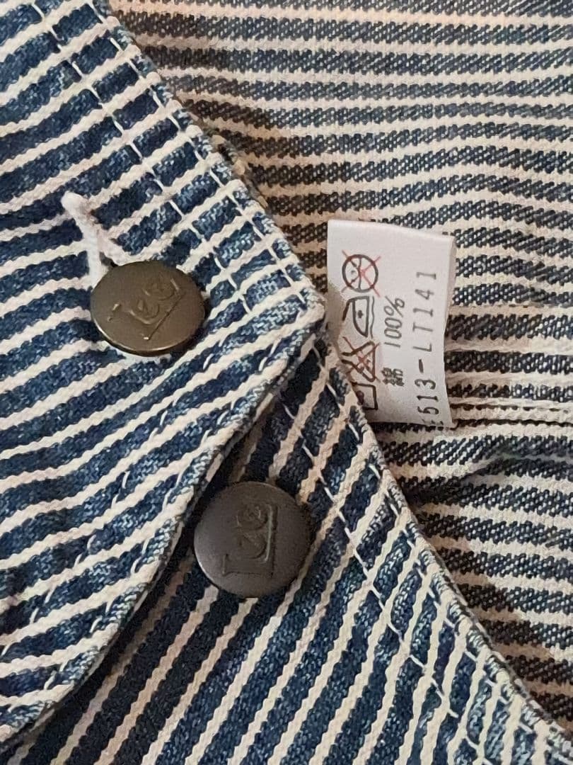 ★90s Leeヒッコリーストライプカバーオールジャケット0412美品