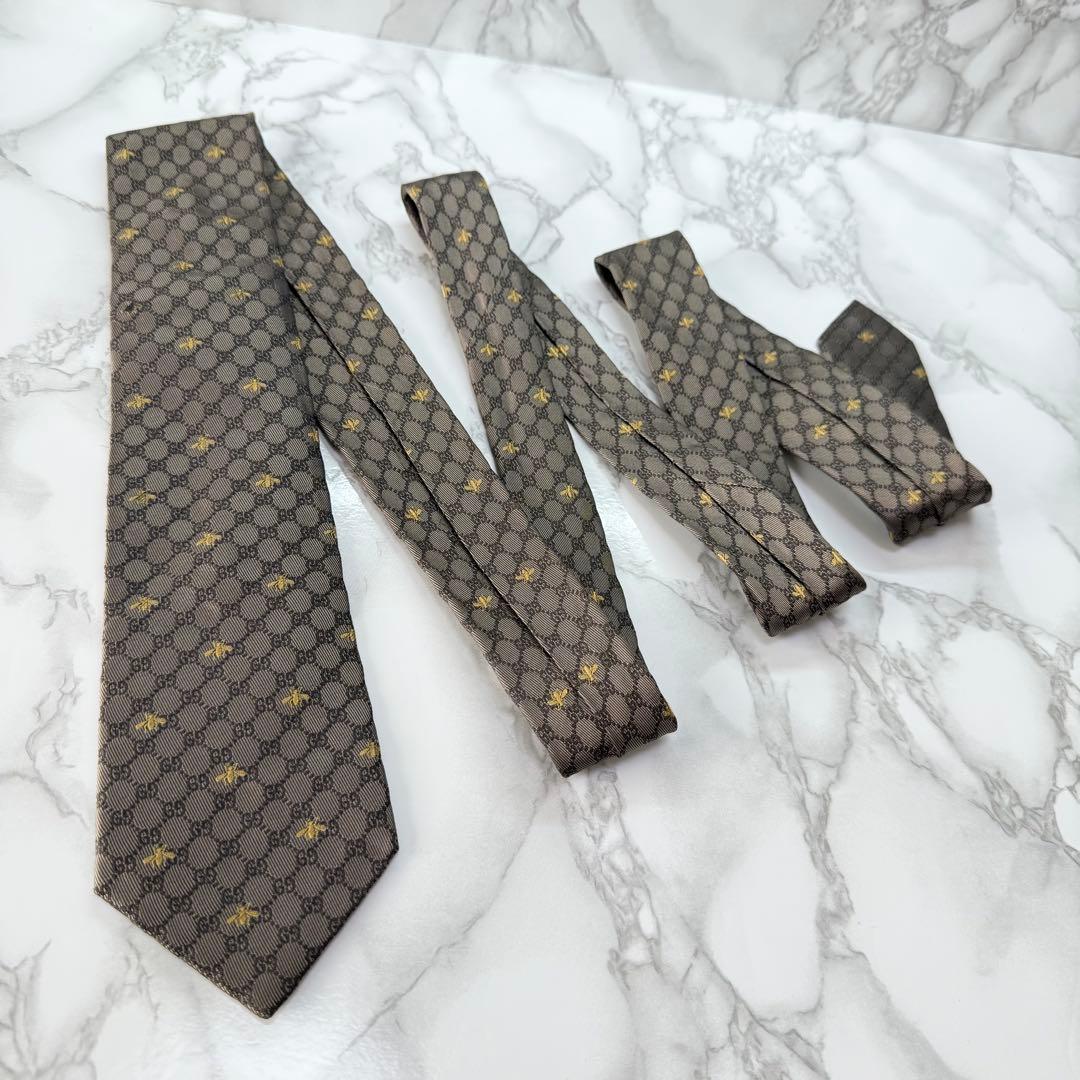 ✨美品✨ 近年モデル GUCCI ネクタイ シルク100% GG柄 蜂 金色