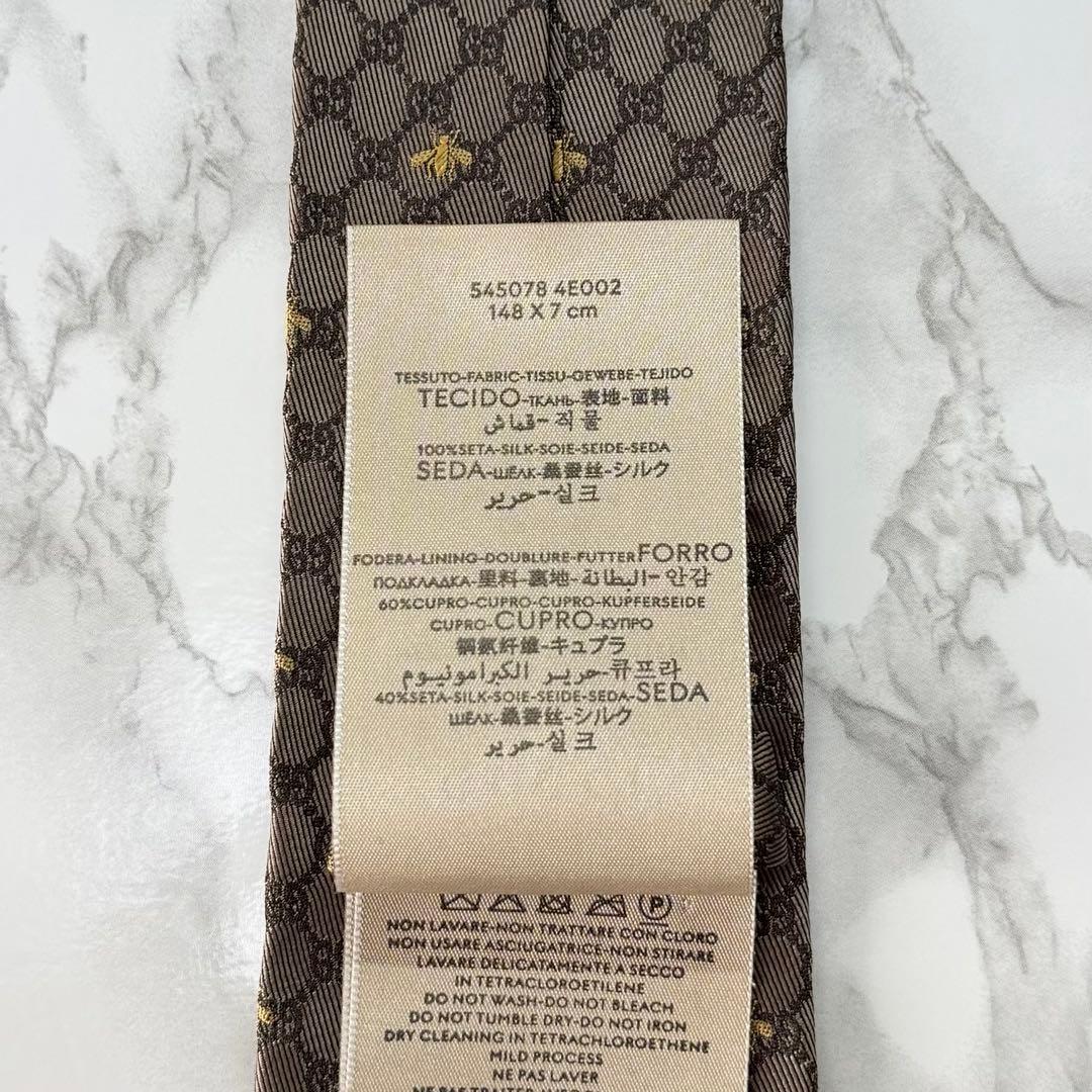 ✨美品✨ 近年モデル GUCCI ネクタイ シルク100% GG柄 蜂 金色
