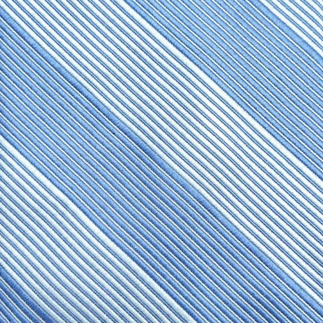 【未使用タグ付】フェラガモ ネクタイ リブジャカード織 ストライプ ブルー