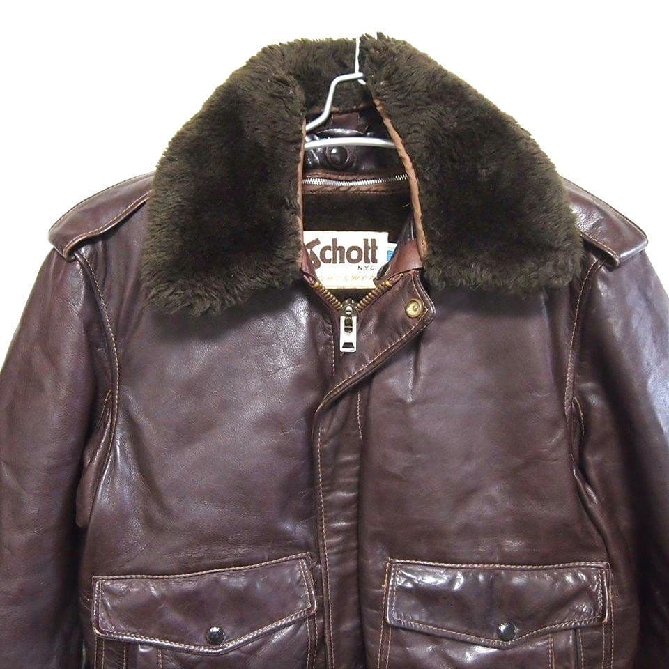 【70s80s美品】ショット　G-1　レザー フライトジャケット　ダークブラウン